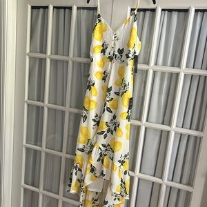 Lulu's Yellow Lemon Print High Low Dress